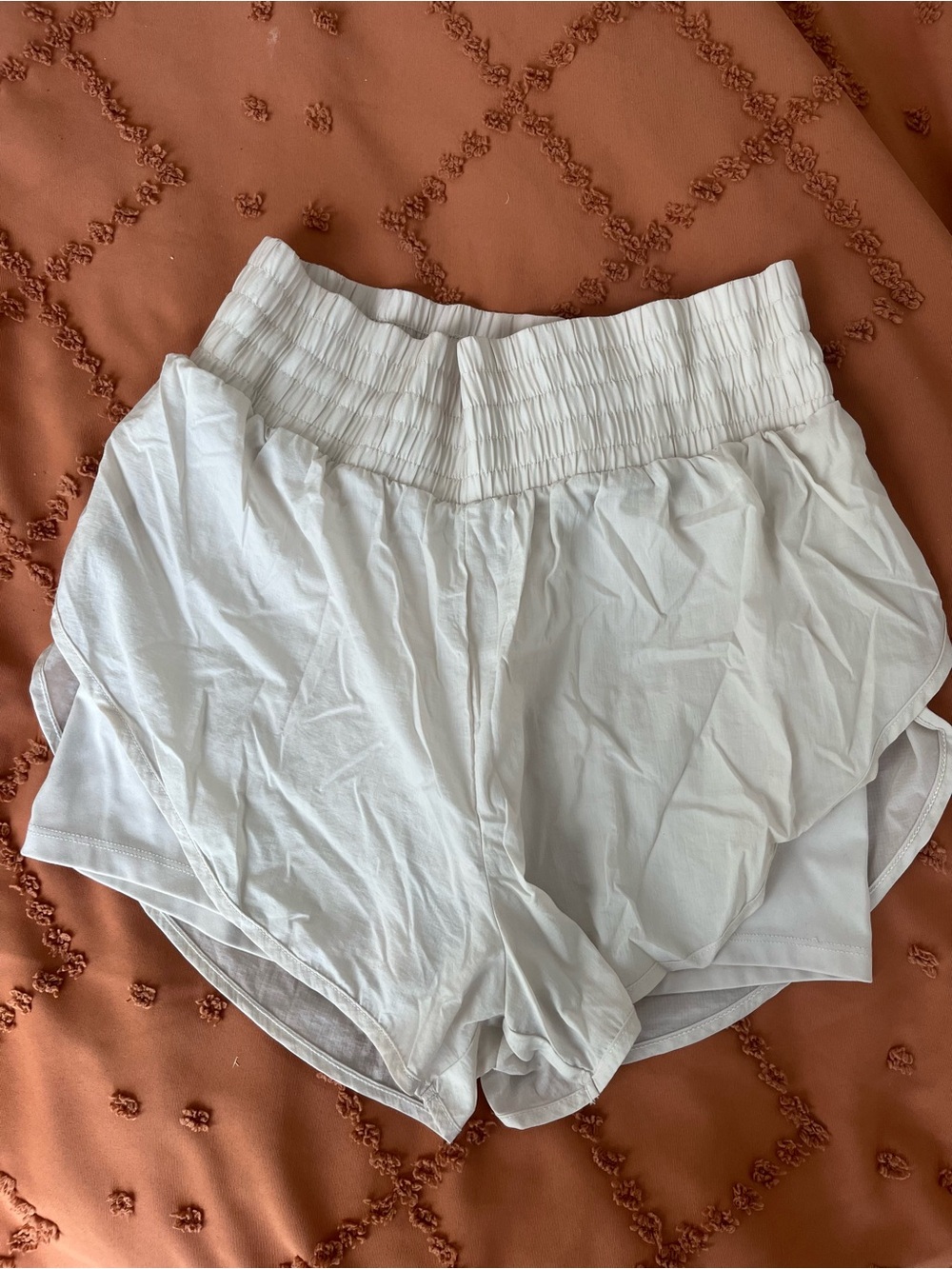 all in motion off-White Smocked-Waist Athletic Shorts